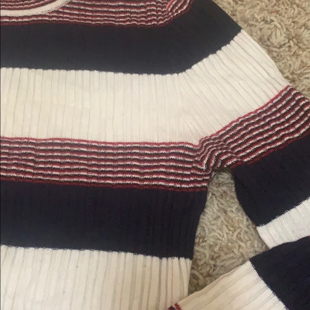 Again Cropped Tight Fitting Striped Turtleneck - image 3